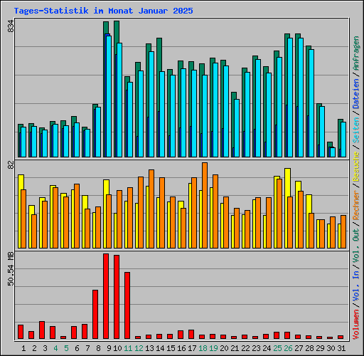 Tages-Statistik im Monat Januar 2025